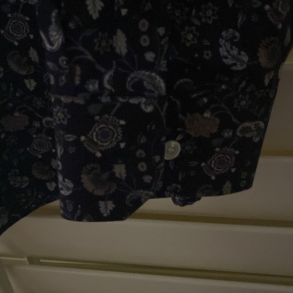 Murano blue floral print button dress shirt XXL slim fit - Picture 3 of 3